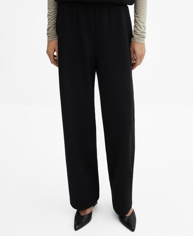 MANGO - Elastic-waist straight pants blackWomen Product Image