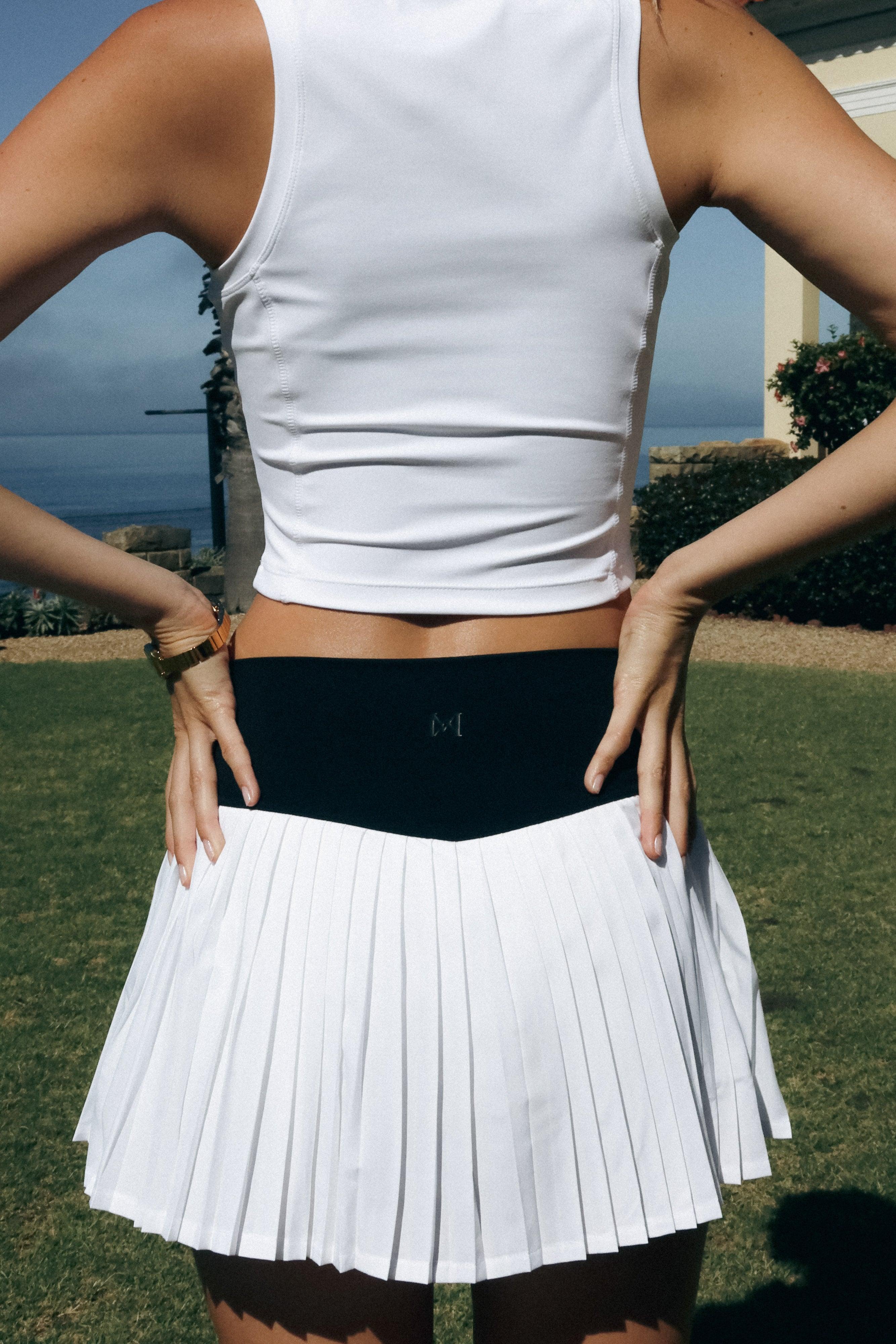 Denver Pleated Active Mini Skirt - Black/White Product Image