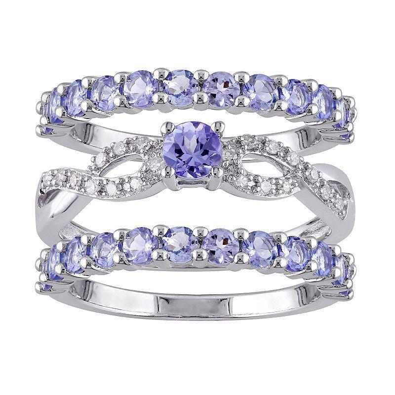 Stella Grace Sterling Silver Tanzanite & 1/10 Carat T.W. Diamond Ring Set, Womens Product Image