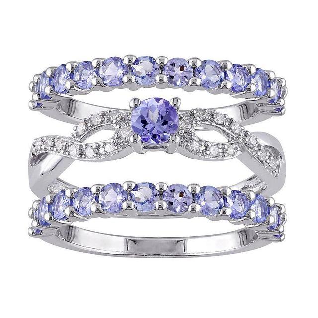 Stella Grace Sterling Silver Tanzanite & 1/10 Carat T.W. Diamond Ring Set, Womens Multicolor Product Image