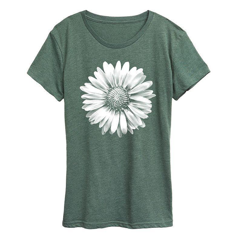 Womens White Daisy Graphic Tee Grey Green Product Image