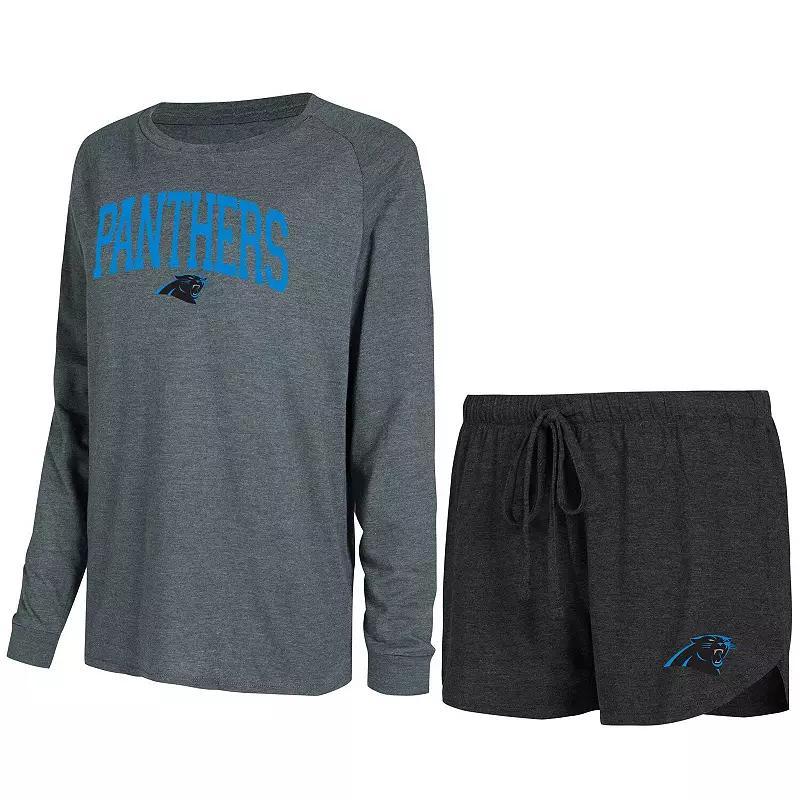 Womens Concepts Sport /Charcoal Carolina Panthers Raglan Long Sleeve T-Shirt & Shorts Lounge Set Product Image