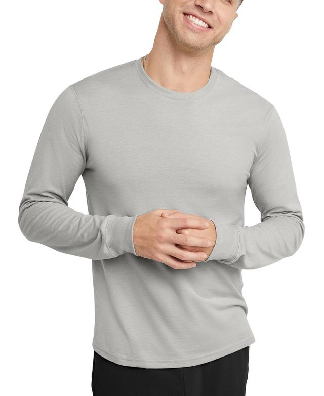 Hanes Originals Mens Cotton Long Sleeve T-Shirt Equilibrium Green S Product Image