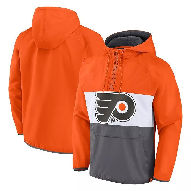 Mens Fanatics Branded Orange Philadelphia Flyers Flagrant Foul Anorak Raglan Half-Zip Hoodie Jacket Product Image