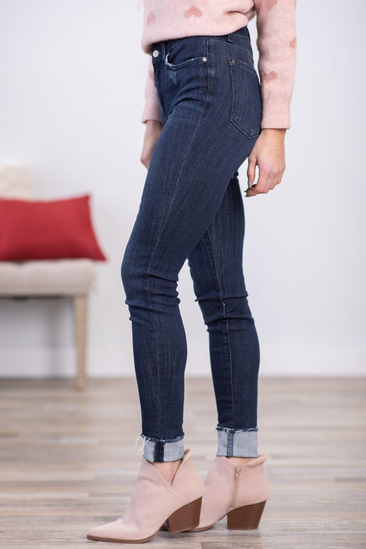 Judy Blue Dark Wash Cuffed Skinny Jeans Product Image