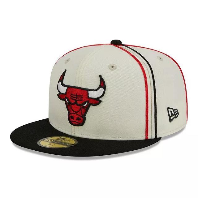 Mens New Era Cream/Black Chicago Bulls Piping 2-Tone 59FIFTY Fitted Hat Product Image