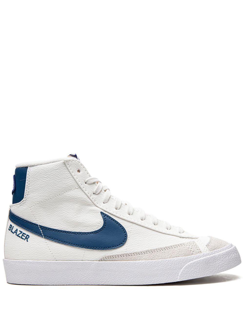 NIKE Blazer Mid '77 Sneakers In White With Blue Detail Product Image