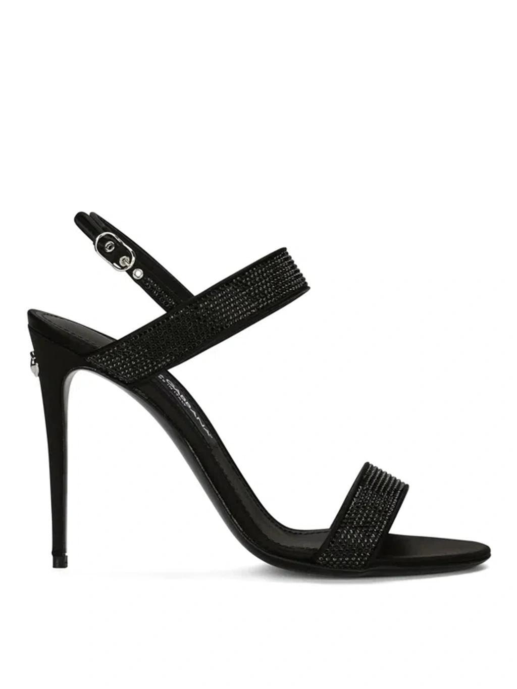 Satin Heel Sandals In Black product image