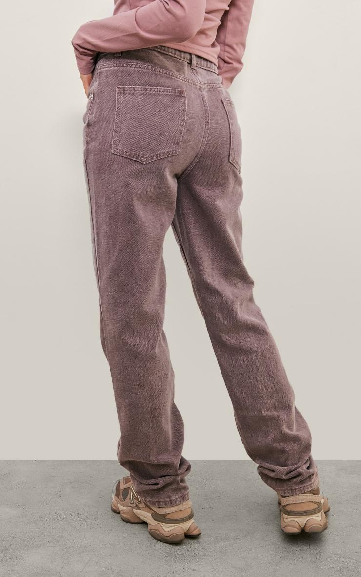 Washed Mauve High Waist Straight Leg Jeans Product Image