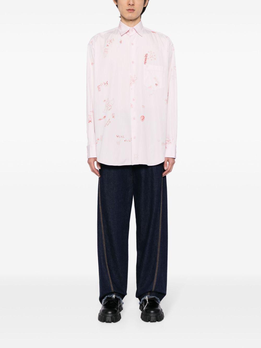 Printed Long-sleeve Shirt In Pink Product Image