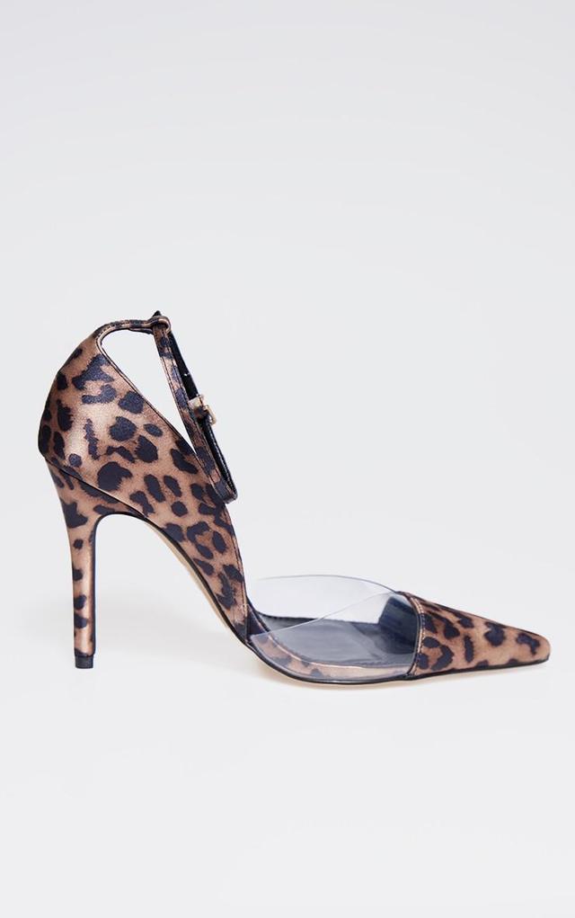 Leopard Satin Perspex Point Toe Court Heels Product Image