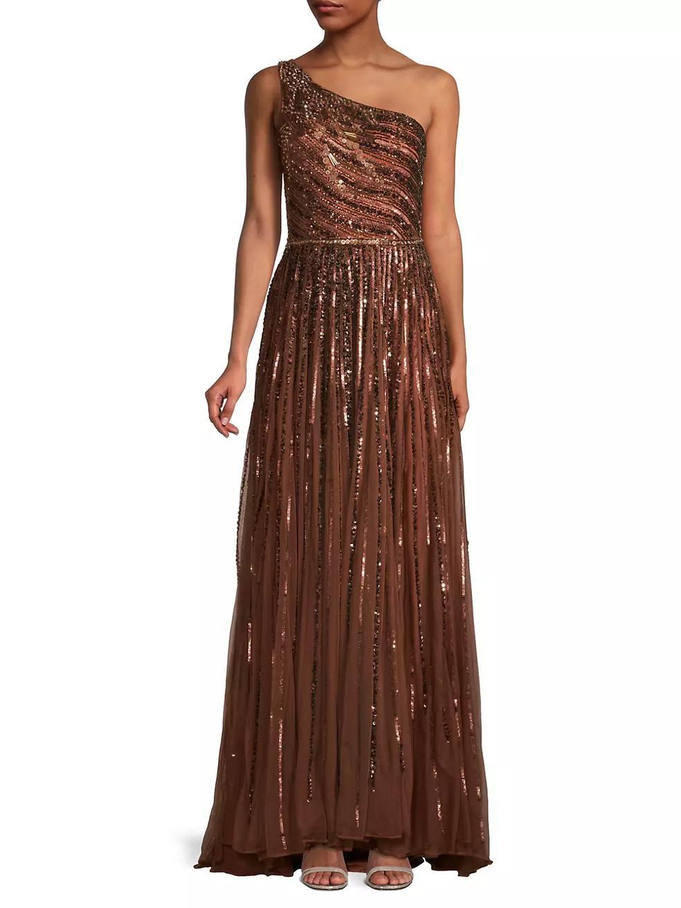 One-Shoulder Sequin Gown Product Image