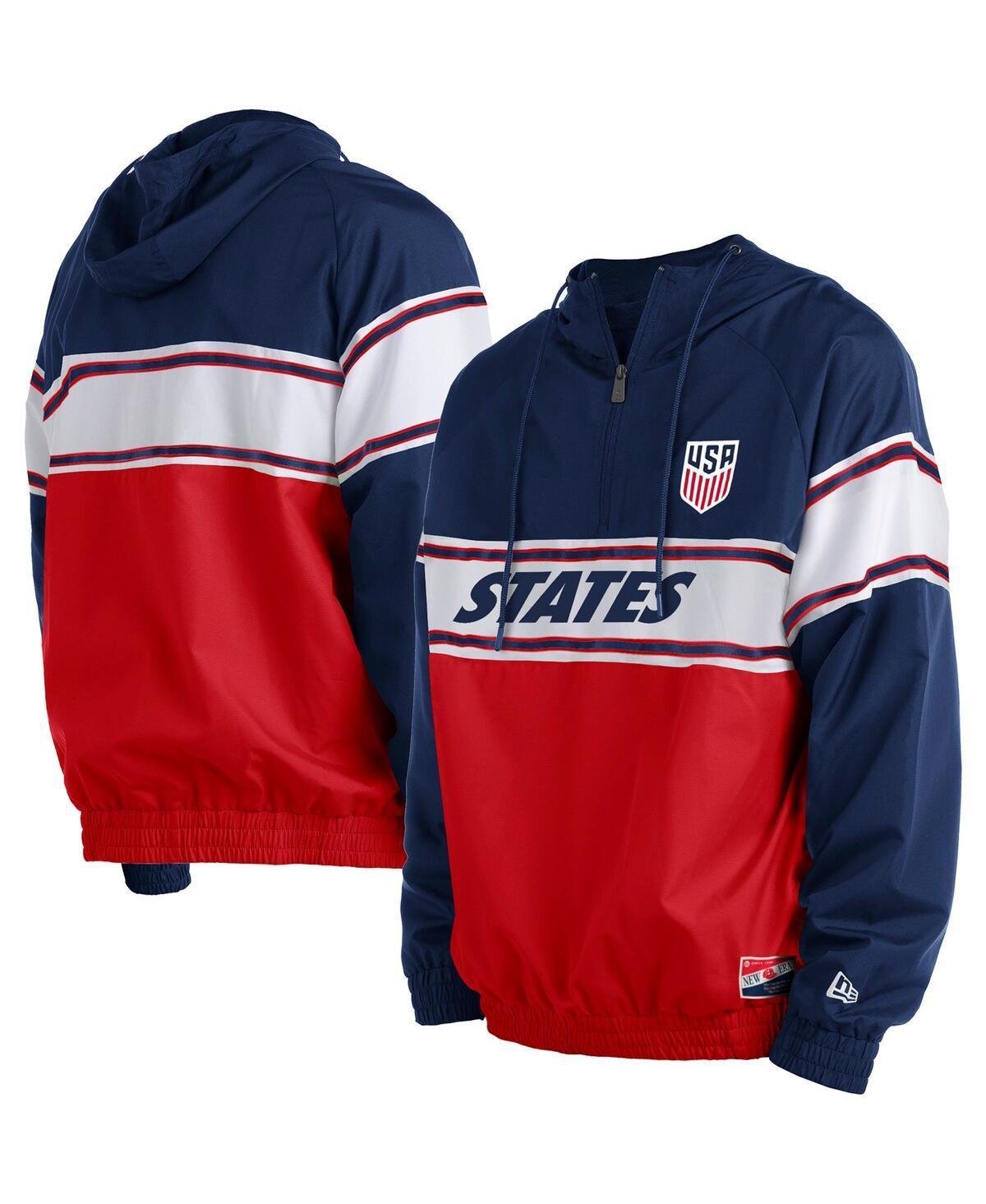 Mens New Era Navy Usmnt Throwback Raglan Quarter-Zip Hoodie Product Image