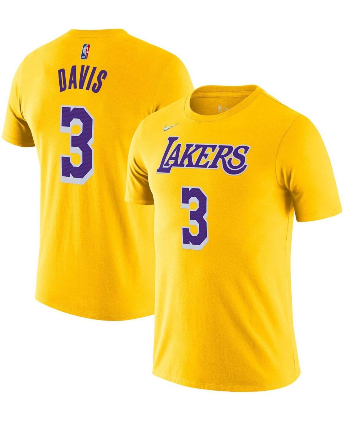 Mens Anthony Davis Gold Los Angeles Lakers Diamond Icon Name Number T-shirt Product Image