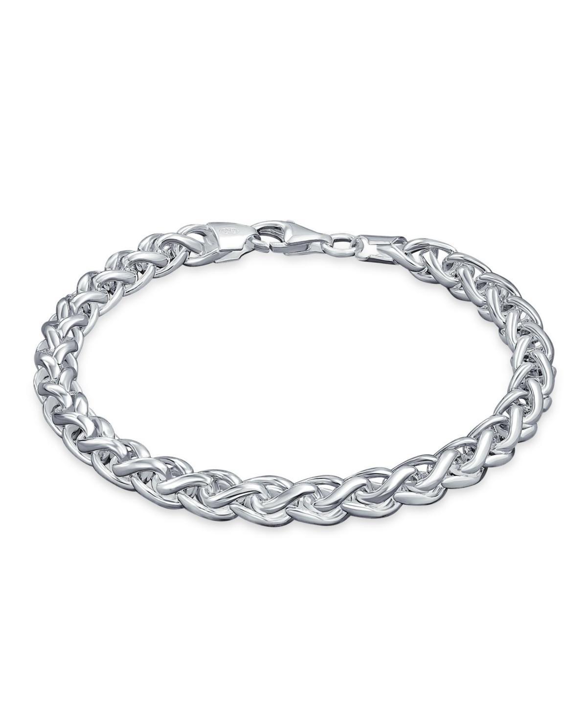 Mens Solid Heavy 6MM Braid Rope Wheat Chain Link Bracelet Polished .925 Sterling Silver 8 Inch Product Image