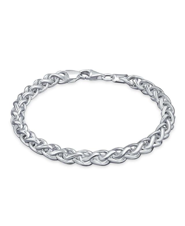 Mens Solid Heavy 6MM Braid Rope Wheat Chain Link Bracelet Polished .925 Sterling Silver 8 Inch Product Image