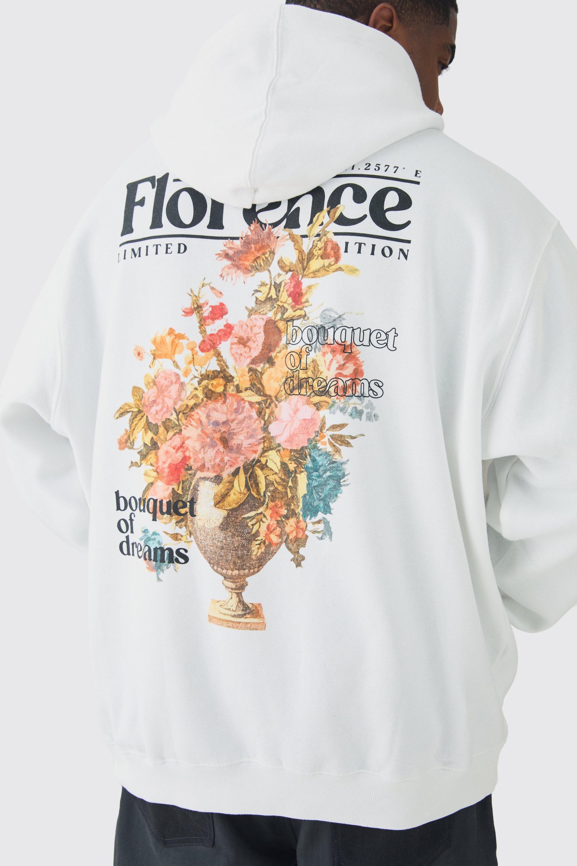 Plus Floral Back Print Oversized Hoodie | boohooMAN USA Product Image