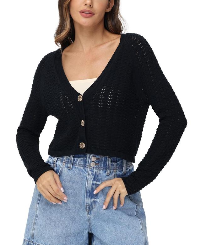 Frye Womens Cotton Pointelle Cropped Cardigan Product Image