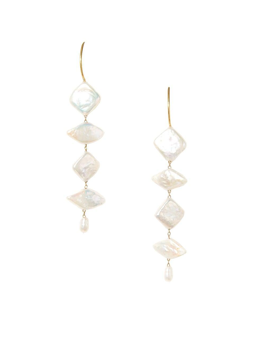 Womens 18K-Gold-Plated & Freshwater Pearl Drop Earrings product image