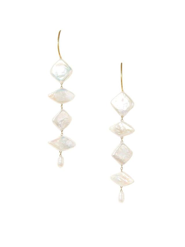 Womens 18K-Gold-Plated & Freshwater Pearl Drop Earrings Product Image