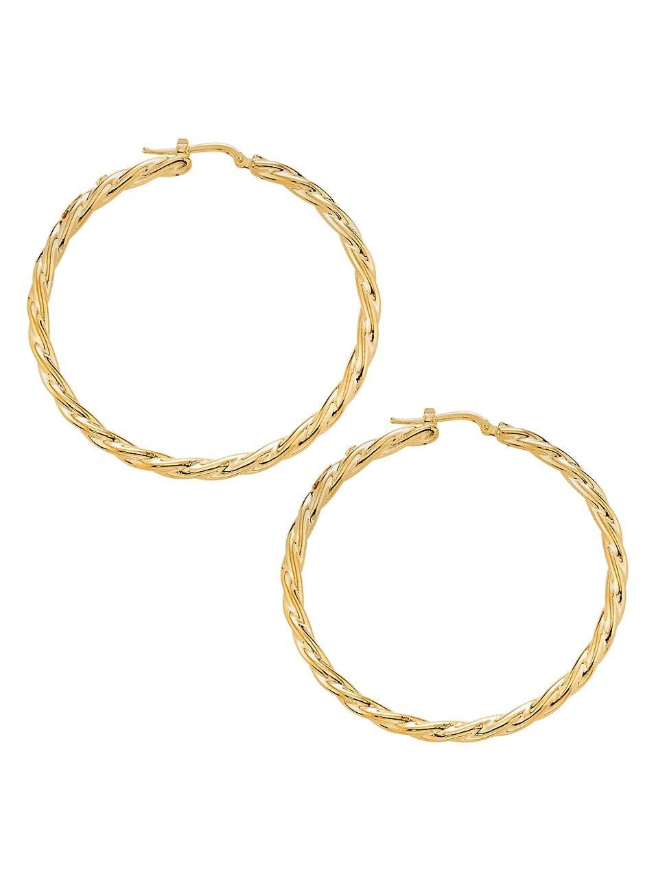 Womens 18K Yellow Gold Twisted Hoop Earrings/55MM Product Image