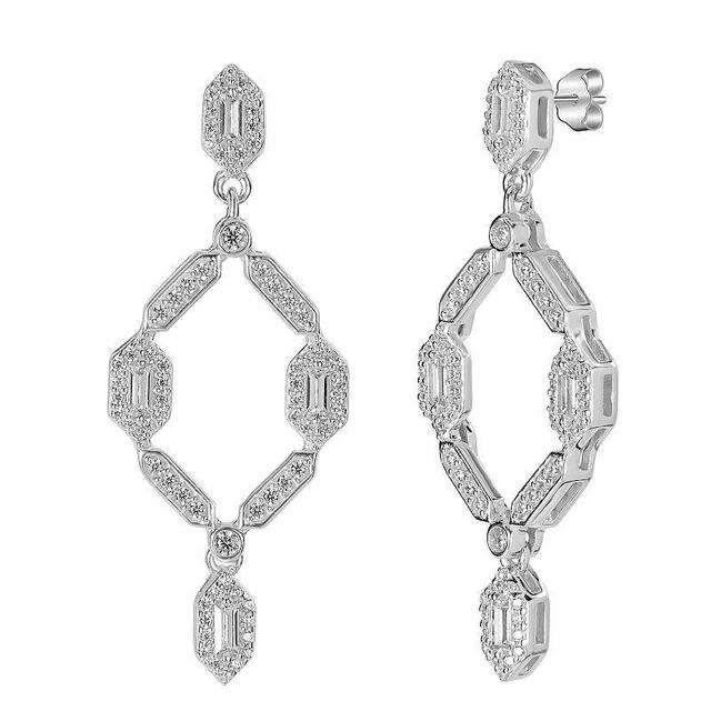 Judy Crowell Sterling Silver Fancy CZ Open Drop Earrings, Womens Product Image