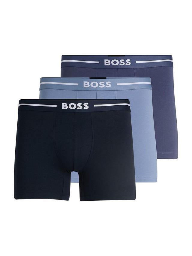 Mens Three-Pack of Stretch-Cotton Boxer Briefs with Logos Product Image