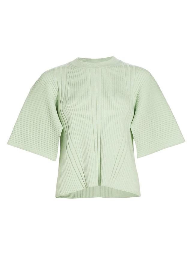 Womens Mouline Wool-Blend Rib-Knit Blouse Product Image