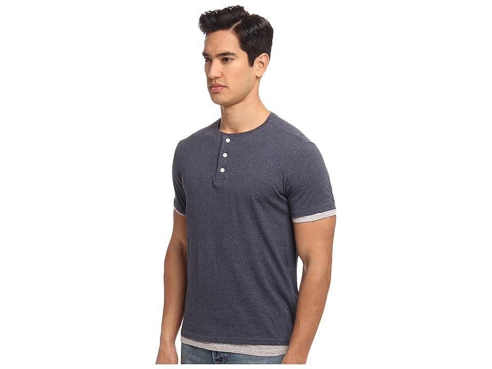 Vince Double Layer S/S Henley Top (Heather ) Men's Short Sleeve Pullover Product Image