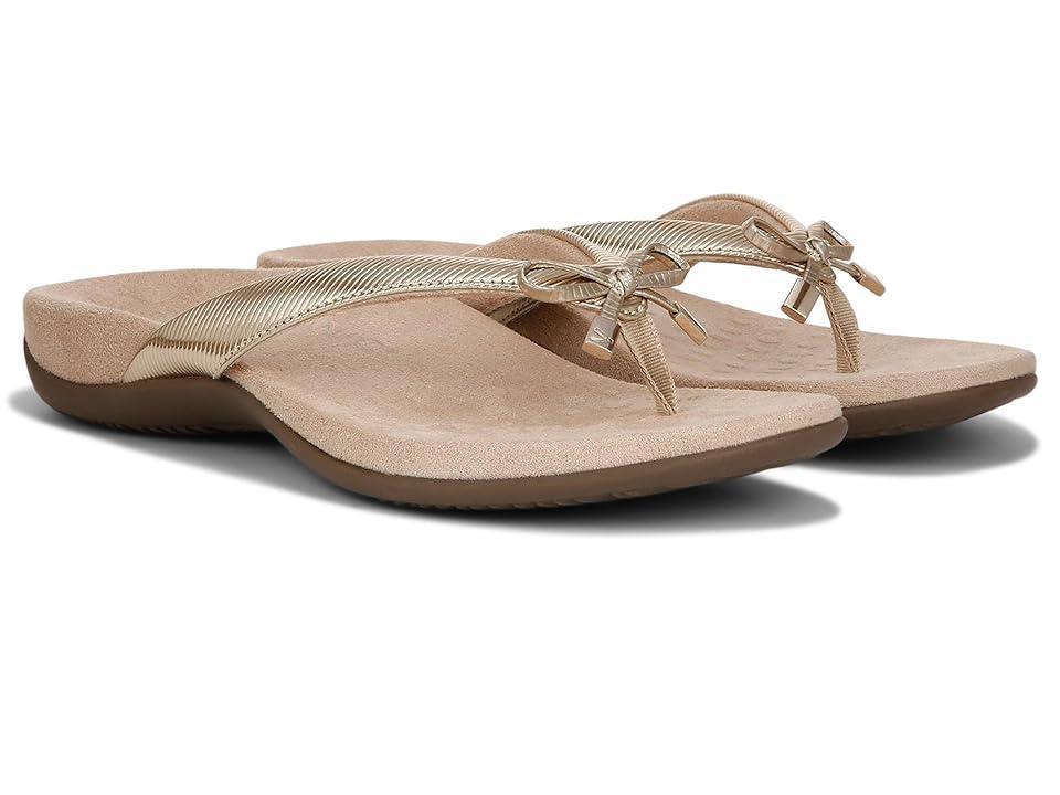 Vionic Bella Ribbed Metallic Bow Detail Thong Sandals Product Image