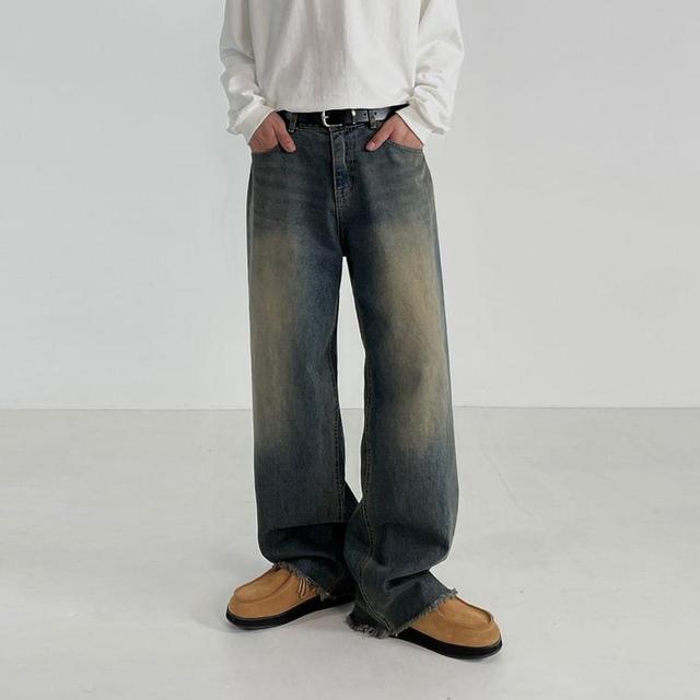 Mid Rise Washed Wide Leg Jeans Product Image