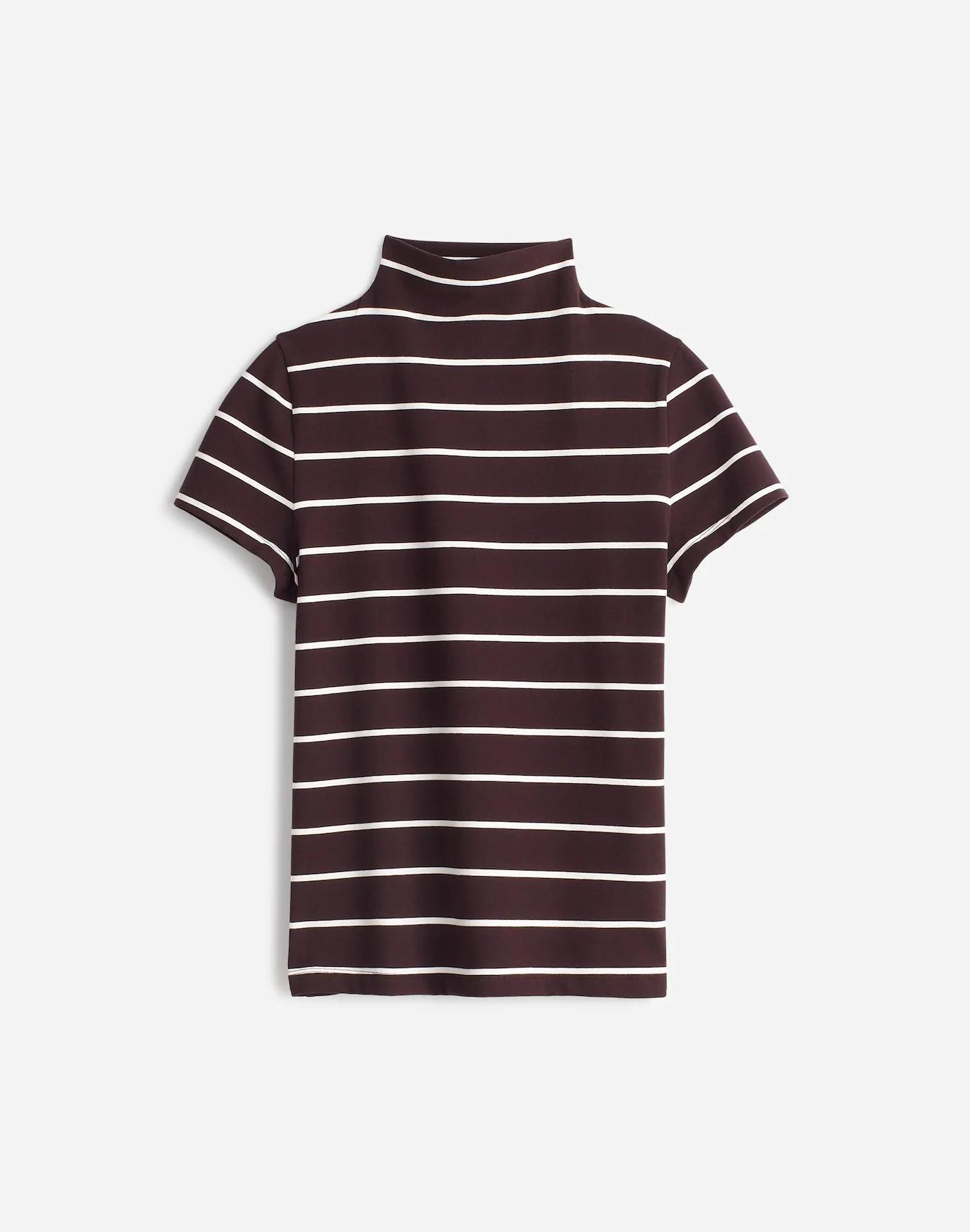 Short-Sleeve Mockneck Tee in Stripe Product Image