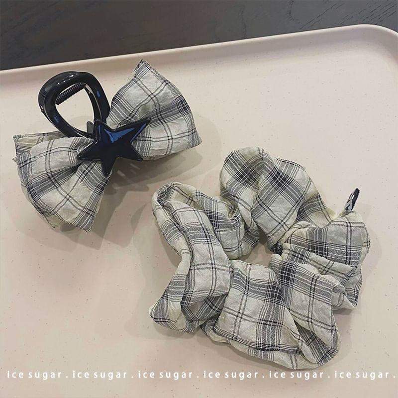 Plaid Bow Hair Clip / Hair Scrunchie Product Image