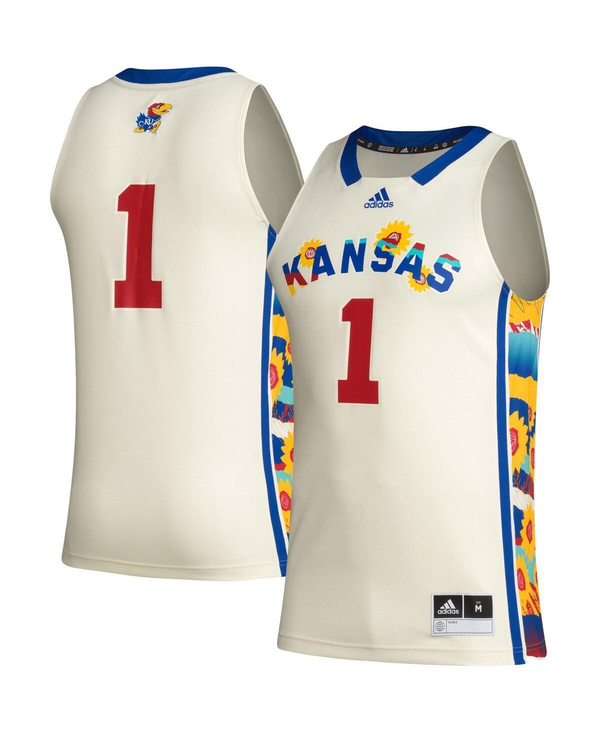 Mens adidas #1 Khaki Kansas Jayhawks Honoring Black Excellence Basketball Jersey Beig/Green Product Image