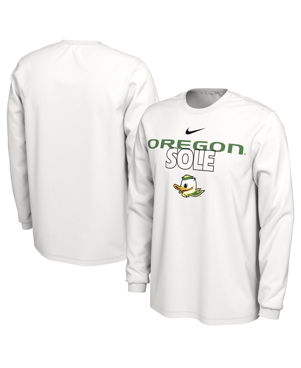 Mens Nike White Oregon Ducks On Court Long Sleeve T-shirt Product Image