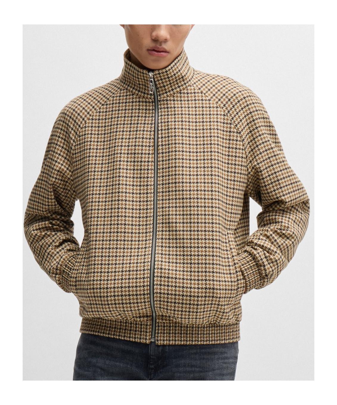 HUGO BOSS Houndstooth-pattern Jacket In Brown Product Image