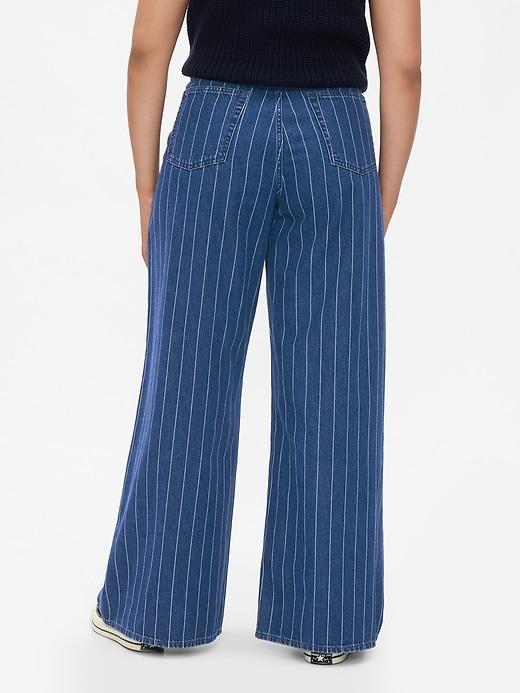 Mid Rise Pinstripe Baggy Jeans Product Image