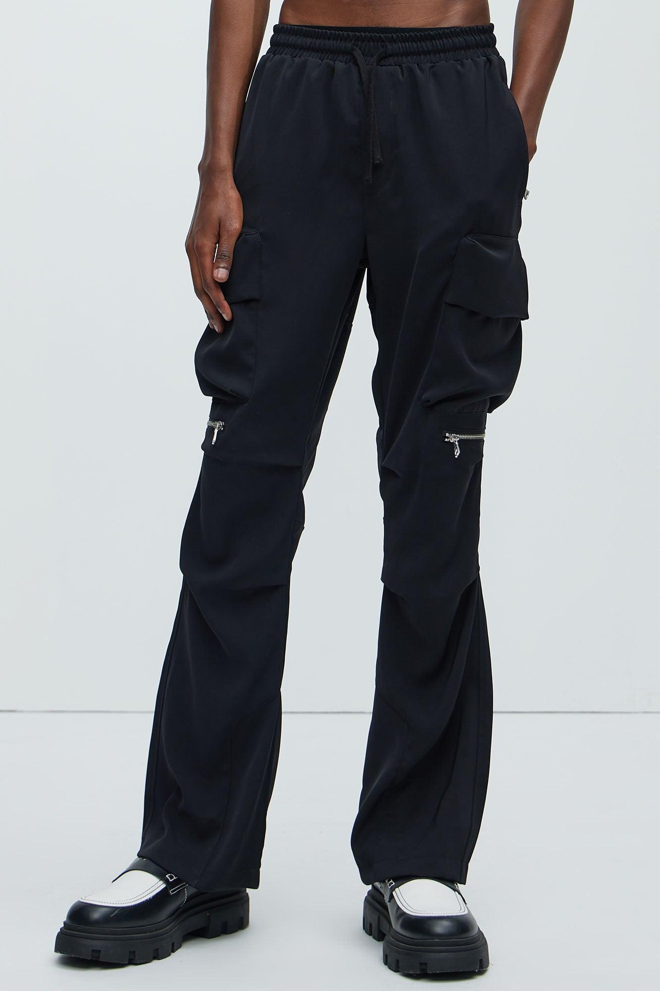 Desto Slim Flare Cargo Pants - Black Product Image