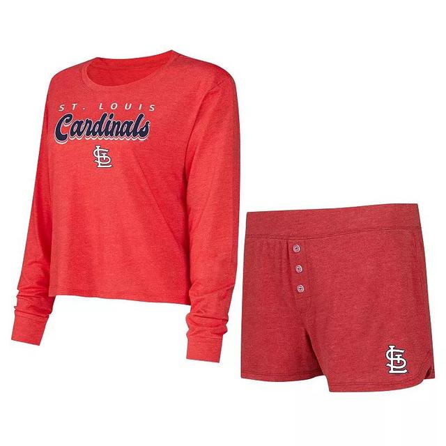 Womens Concepts Sport St. Louis Cardinals Meter Knit Long Sleeve T-Shirt & Shorts Set Product Image