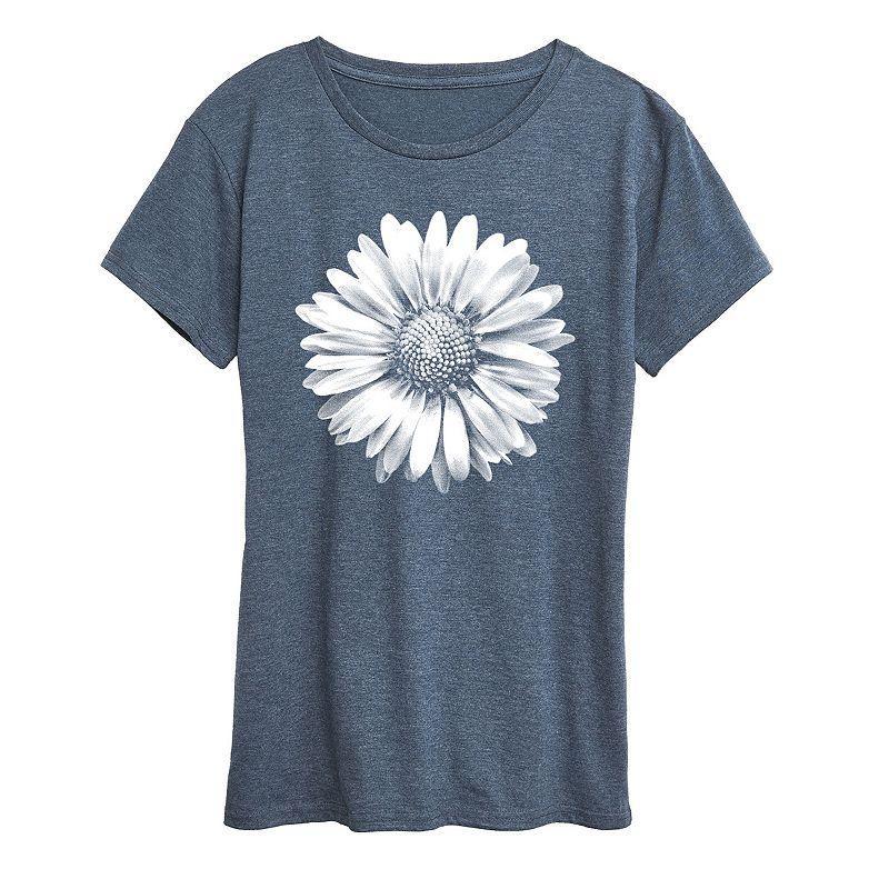 Womens White Daisy Graphic Tee Grey Blue Product Image