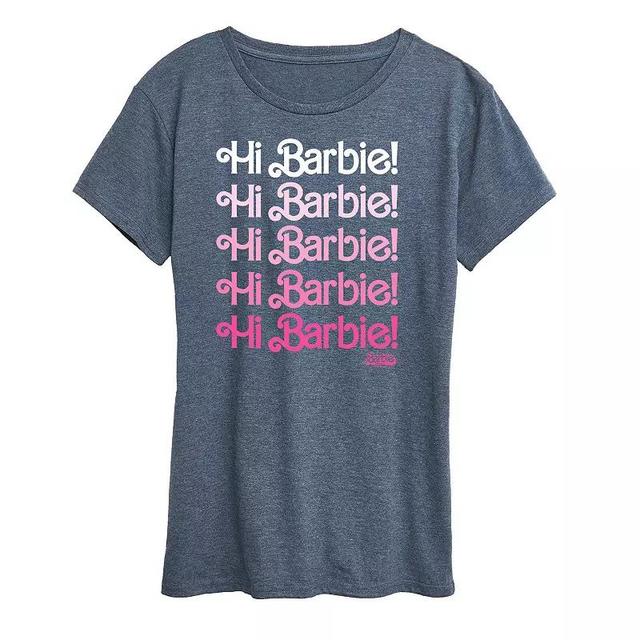 Womens Barbie The Movie Hi Barbie Graphic Tee, Girls Heather Grey Product Image