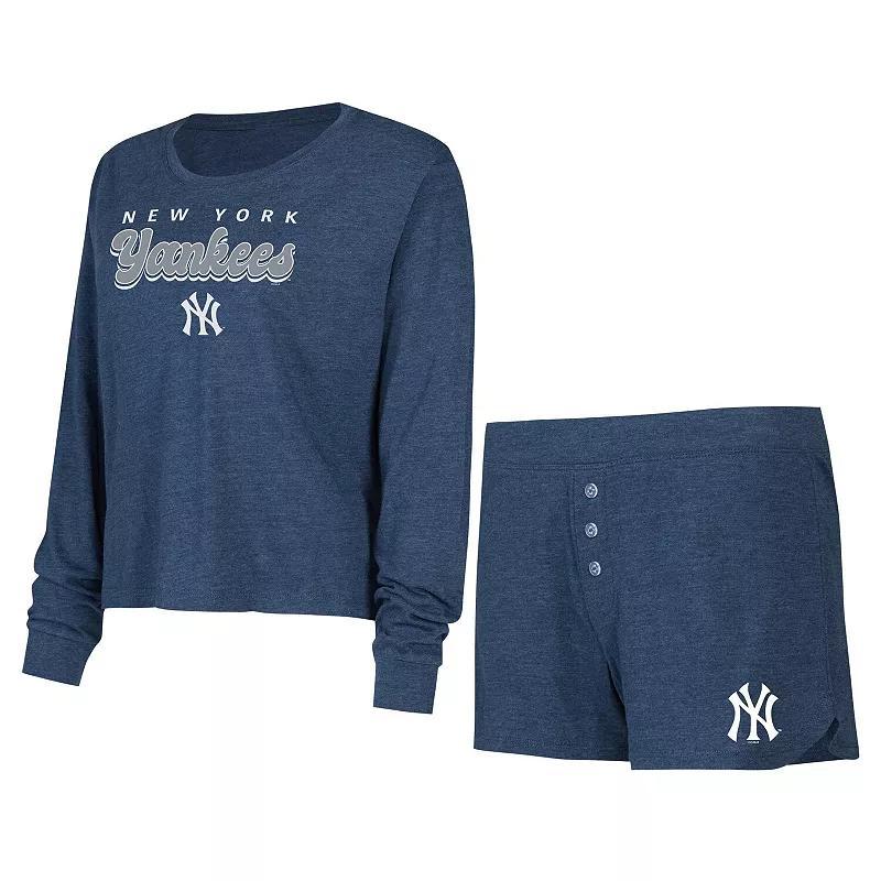 Womens Concepts Sport  Navy New York Yankees Meter Knit Long Sleeve T-Shirt & Shorts Set Product Image