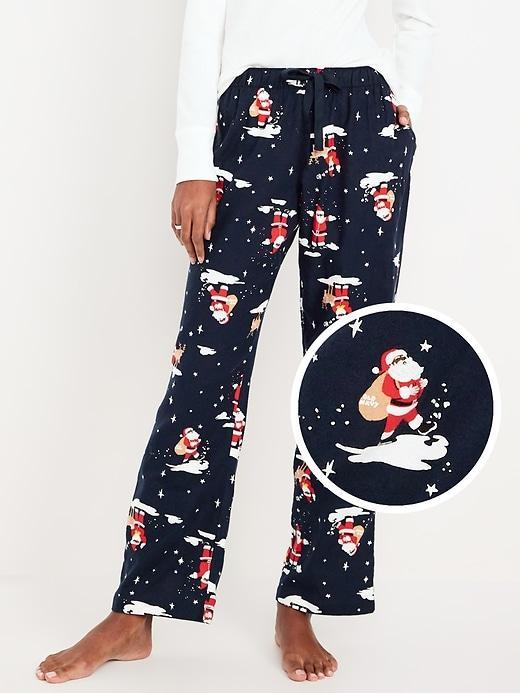 Mid-Rise Printed Flannel Pajama Pants Product Image