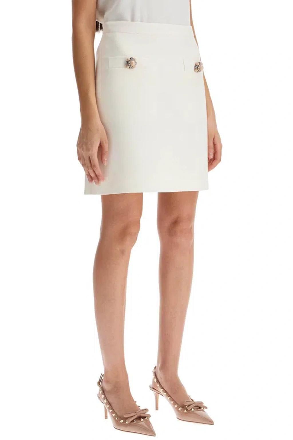 VALENTINO Short Crepe Couture Skirt In Ivory Product Image