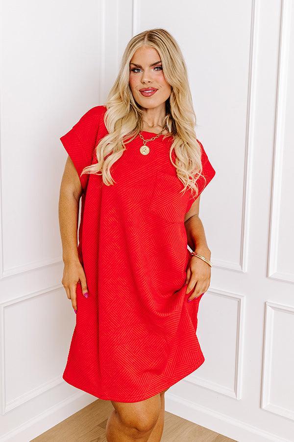 Sunny Days Shift Dress in Red Curves Product Image