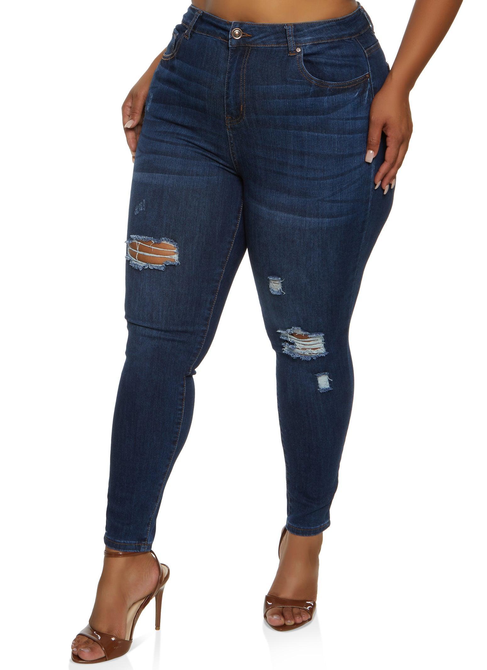 Womens Plus Size WAX Ripped Skinny Leg Jeans Product Image