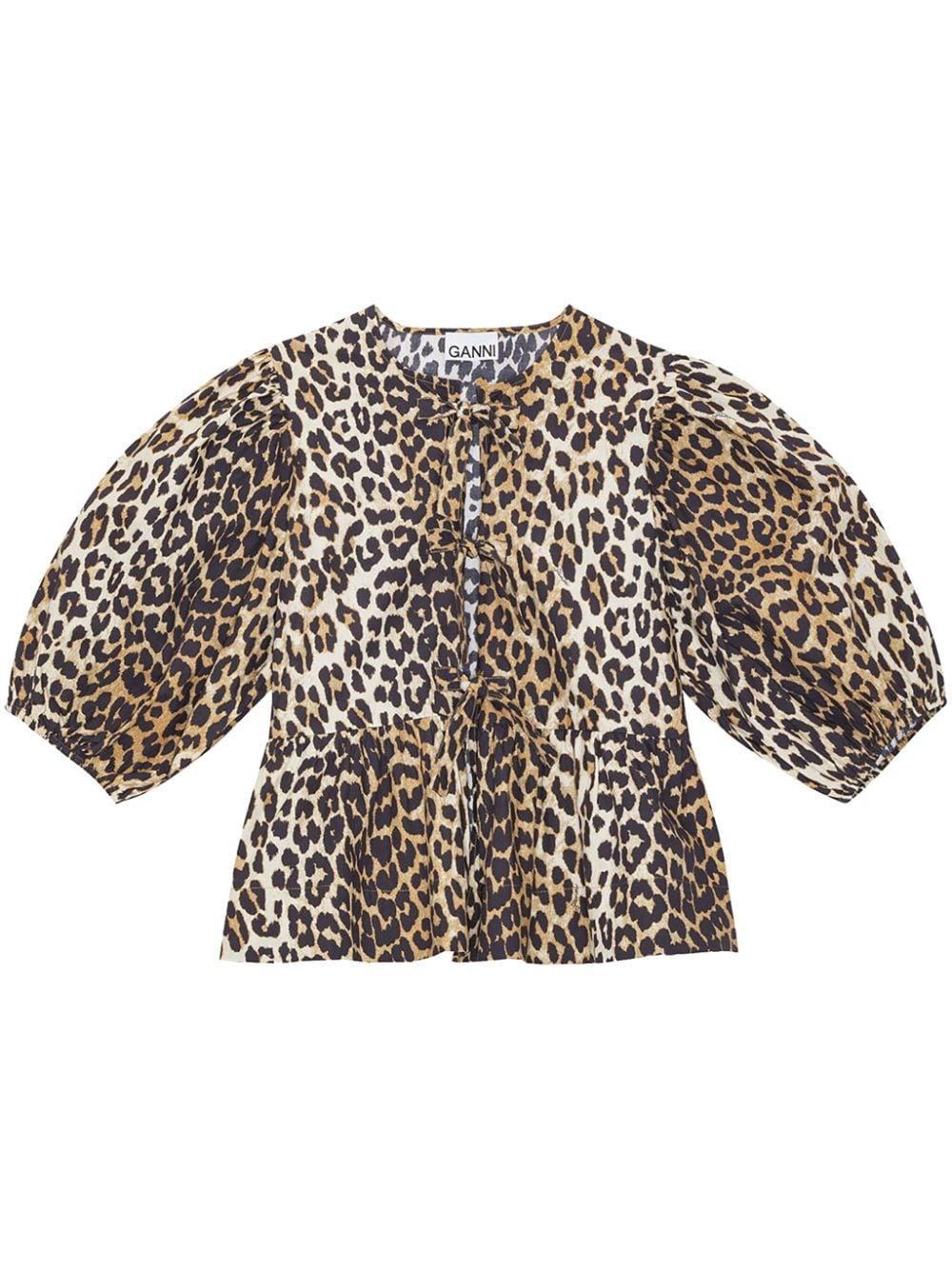 leopard-print organic-cotton blouse Product Image