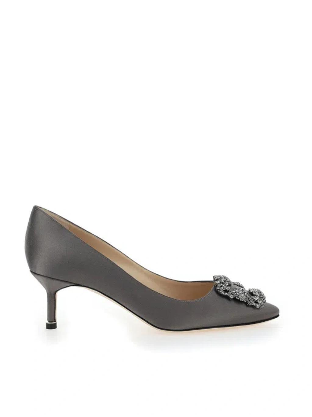 MANOLO BLAHNIK Grey 50 Hangisi Satin Pumps In Dgry Product Image