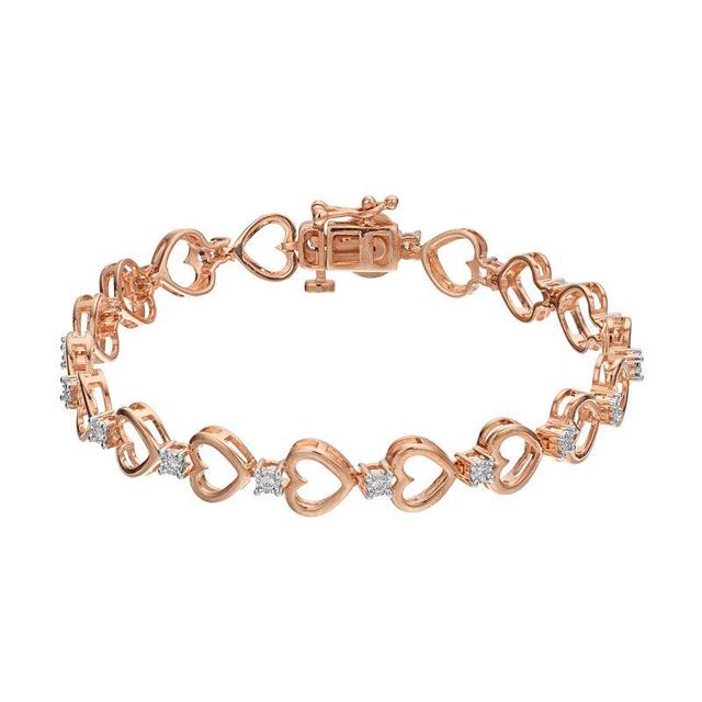 Diamond Brilliance 1/4 Carat T.W. Lab-Created Diamond Heart Bracelet, Womens Pink Tone Product Image