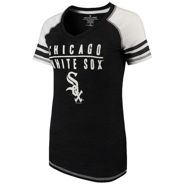 Womens Soft as a Grape Chicago White Sox Color Block V-Neck T-Shirt Product Image